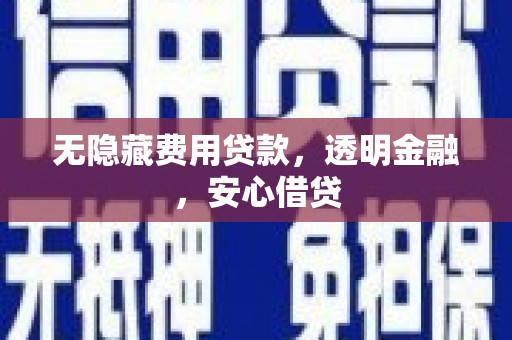灵武无隐藏费用贷款，透明金融，安心借贷