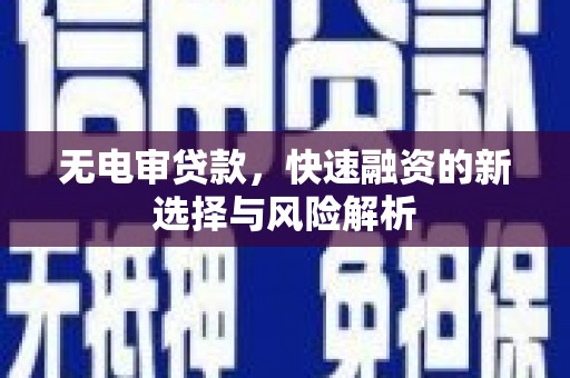 舞阳无电审贷款，快速融资的新选择与风险解析