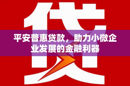 新市平安普惠贷款，助力小微企业发展的金融利器
